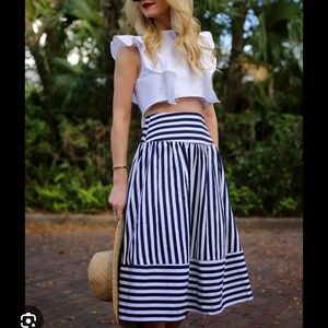 Blue and white high waisted skirt